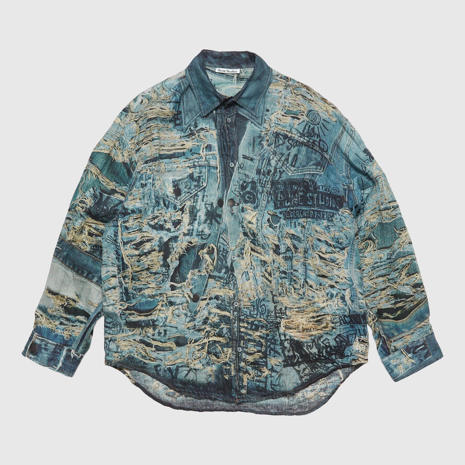 Acne Studios Printed Button-Up Shirt - Denim Blue Shirt Acne Studios 