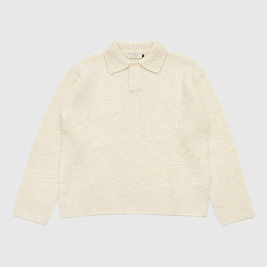 Amomento One Button Collar Knit - Ecru Knitwear Amomento 