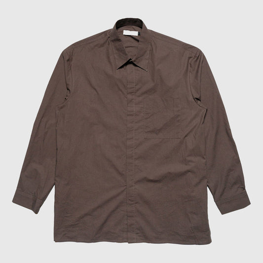 Amomento Square Pocket Oversized Shirt - Brown Shirt Amomento 