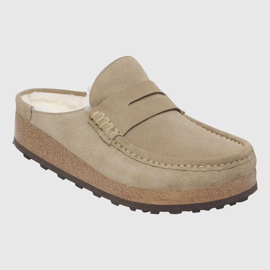 Birkenstock Naples Mule Shearling Suede - Taupe Shoes Birkenstock 