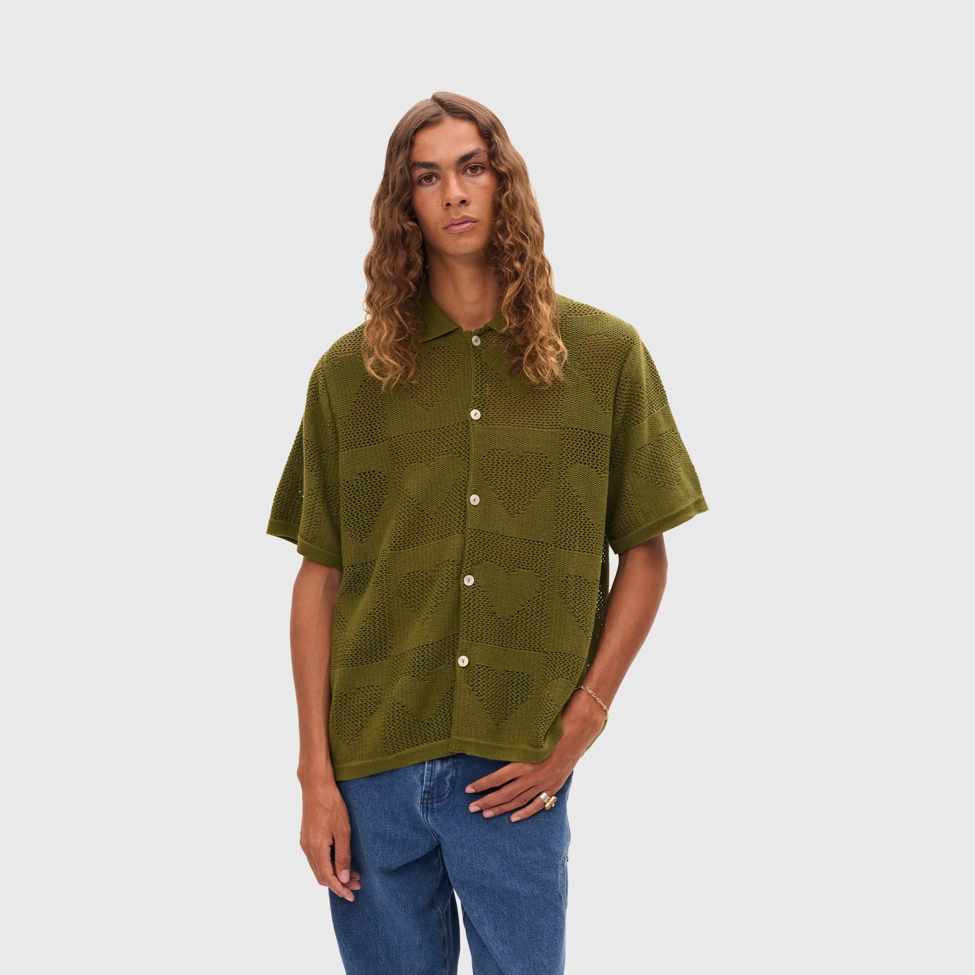 Carne Bollente Cupid's Net Shirt - Olive Shirt Carne Bollente 