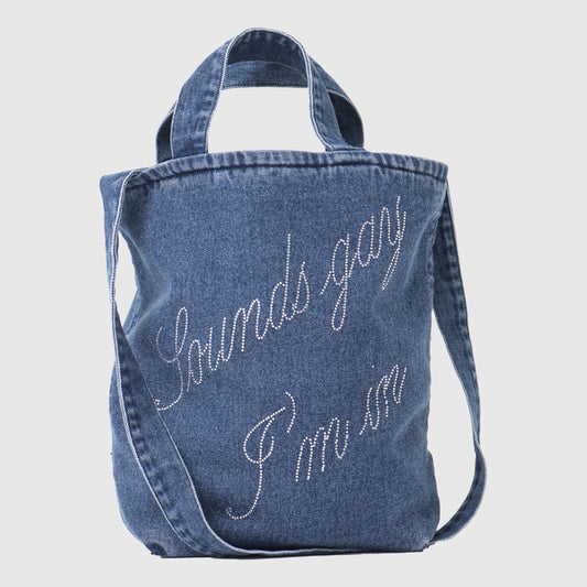 Carne Bollente Sounds Gay I'm In Tote - Blue Denim Tote Bag Carne Bollente 