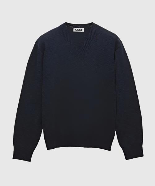 COOR Linen Cotton Blend V-Neck Knit - Dark Navy Knitwear COOR 