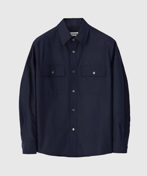 COOR Nepped Cotton Two Pocket Shirt Jacket - Navy Overshirt COOR 