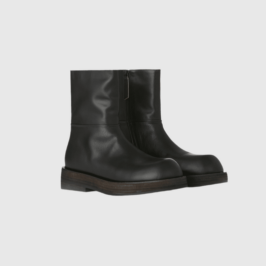 COOR Round Toe Raw Cut Chelsea Boots - Black Boots COOR 