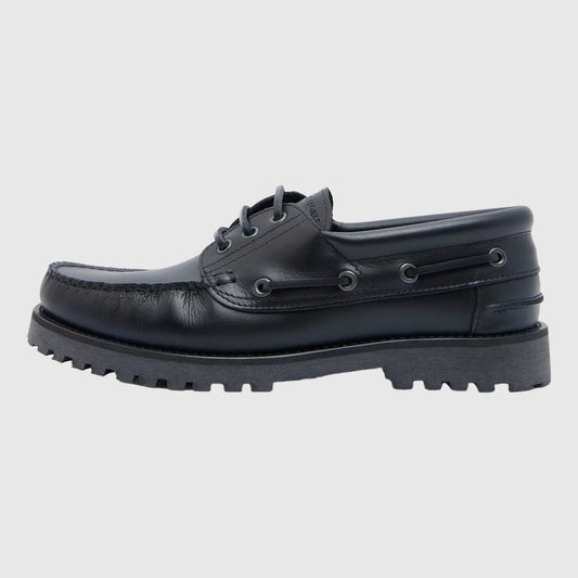 Garment Project Ollie Boat Shoe - Black Leather Shoes Garment Project 