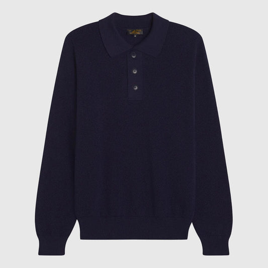 Le Mont Saint Michel Stanny Polo Collar Knit - Navy Knitwear Le Mont Saint Michel 