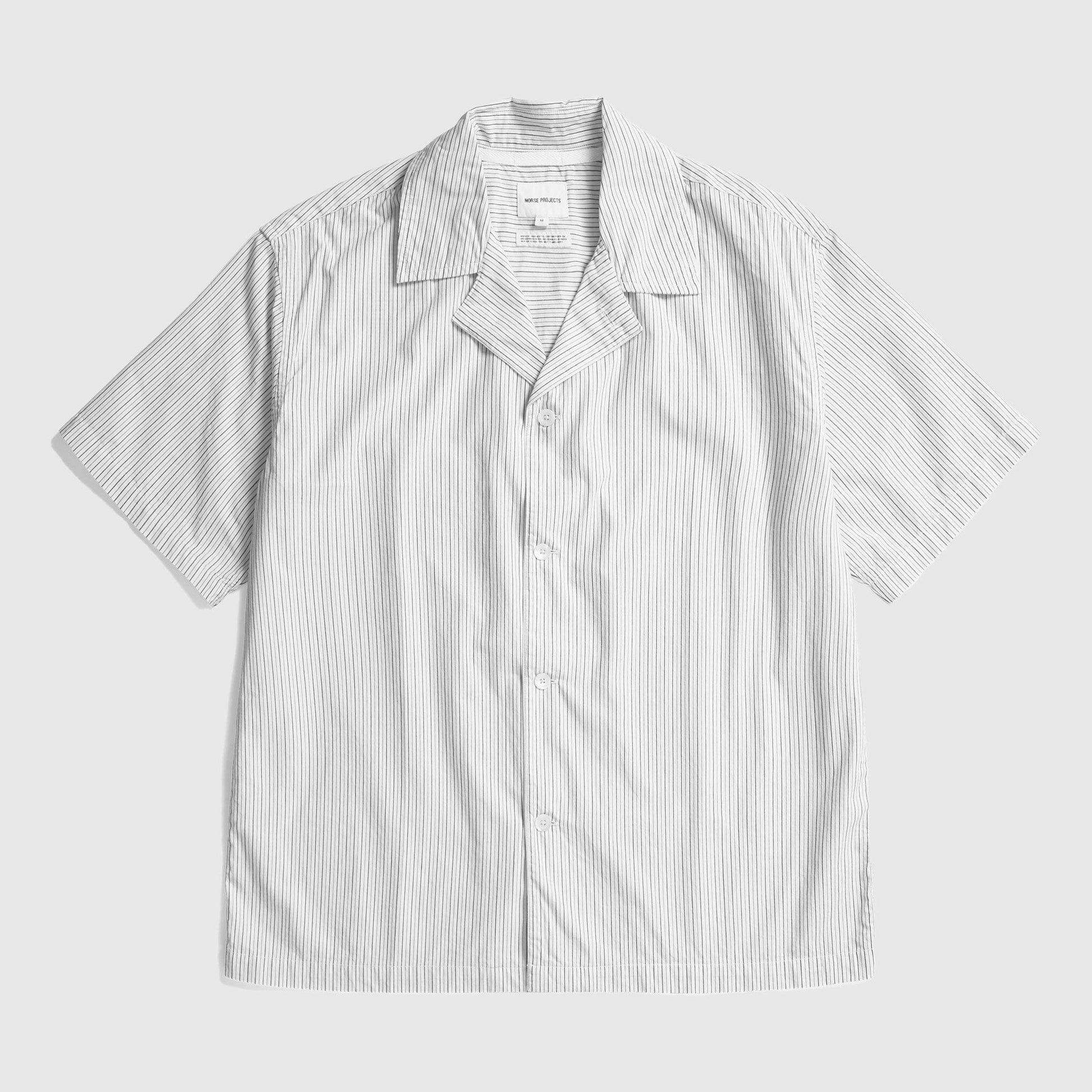 Norse Projects Mads Poplin Stripe SS Shirt - Ecru Shirt Norse Projects 