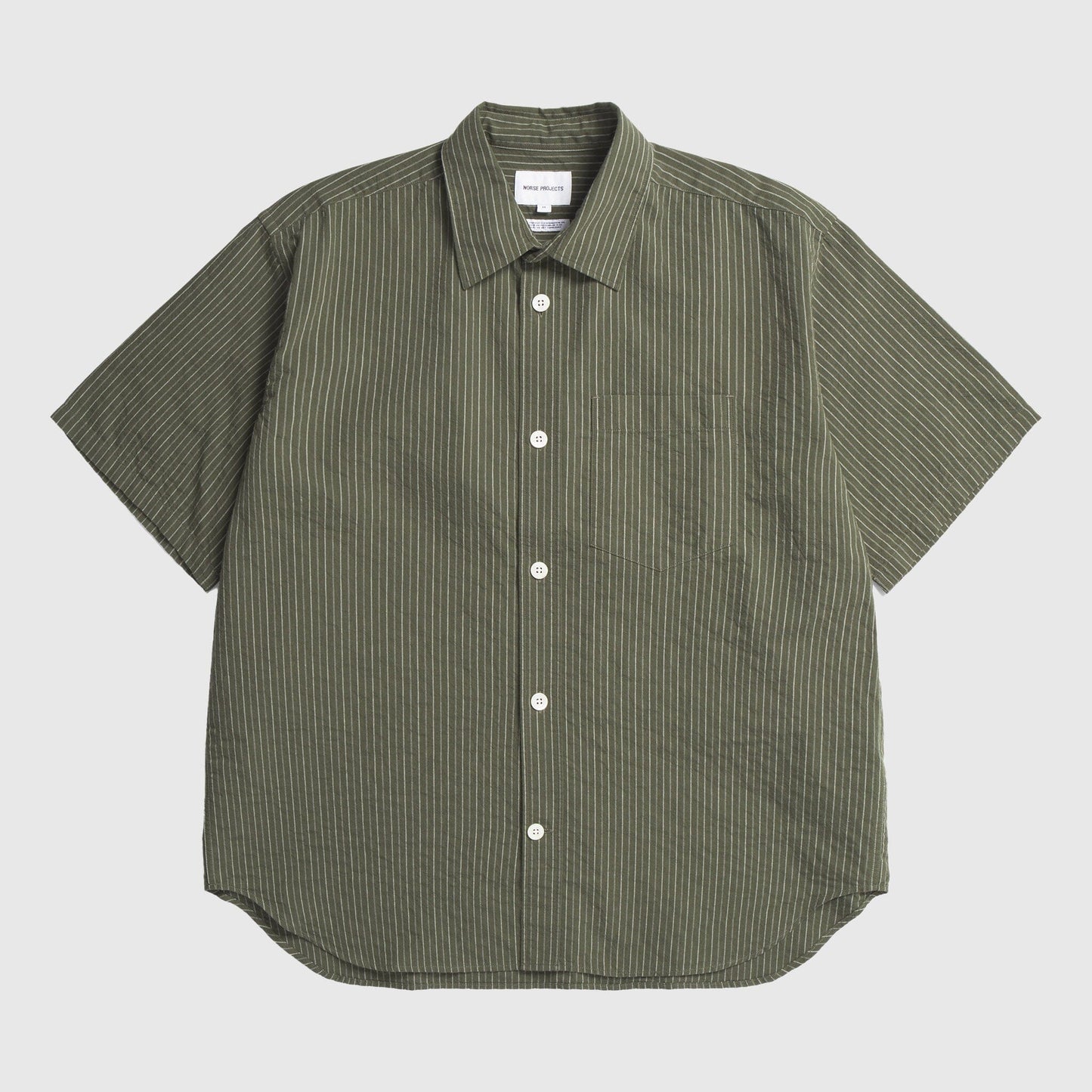 Norse Projects Mo Oversized Stripe SS Shirt - Moss Green Shirt Norse Projects 