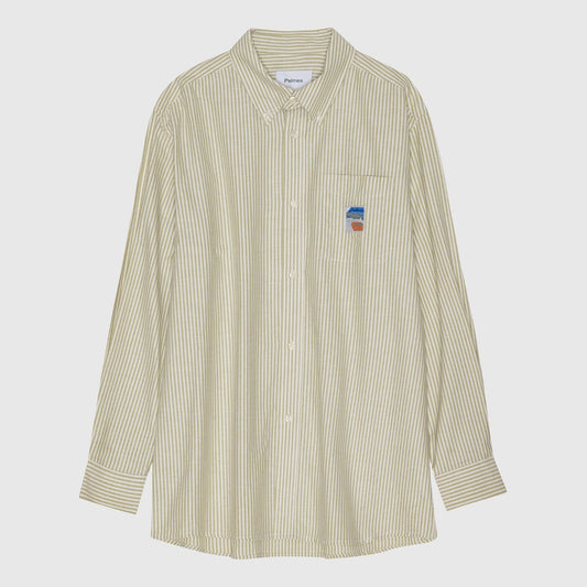 Palmes Deuce Oxford Shirt - Olive Stripe Shirt Palmes 