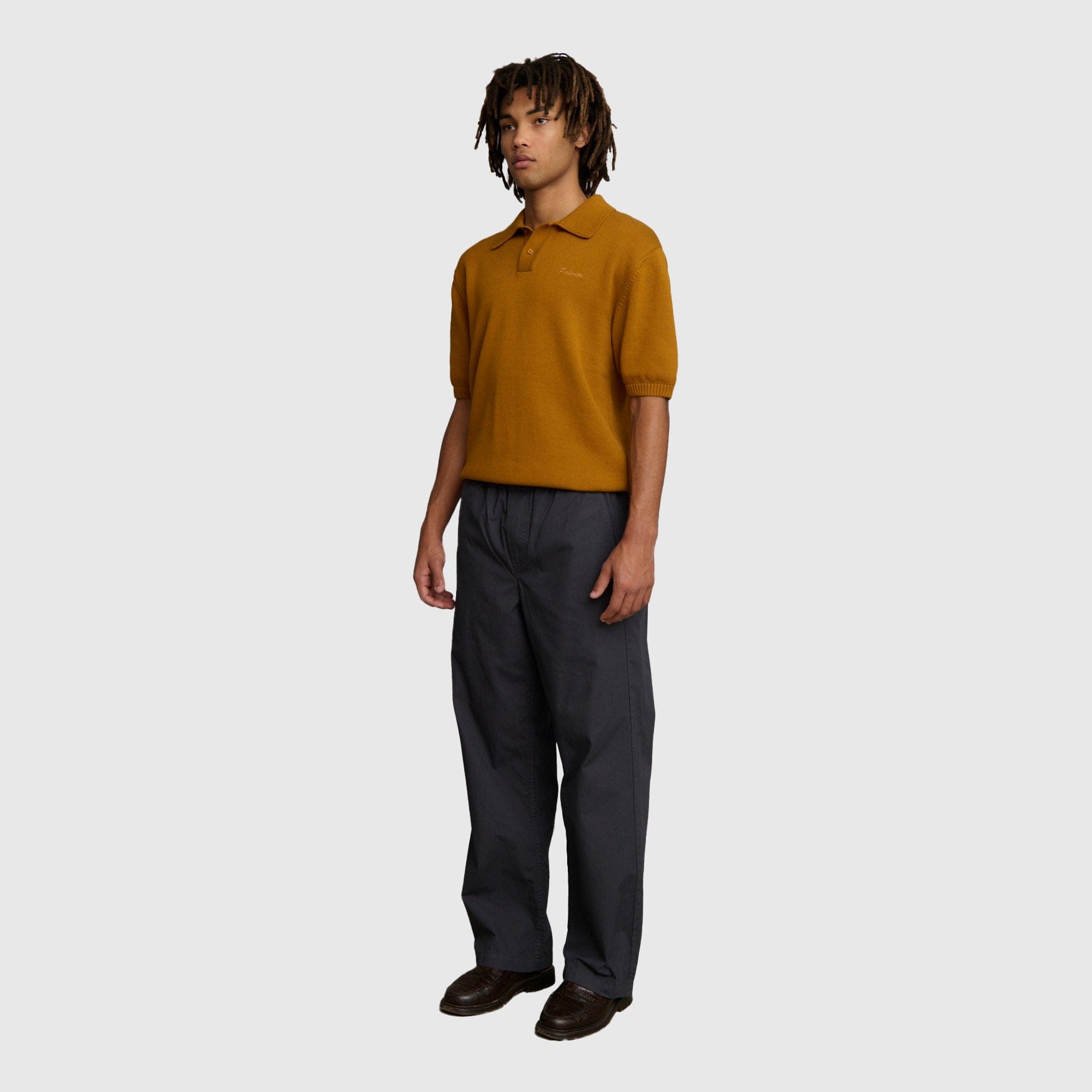 Palmes Wash Knit Polo - Mahogany Knitwear Palmes 