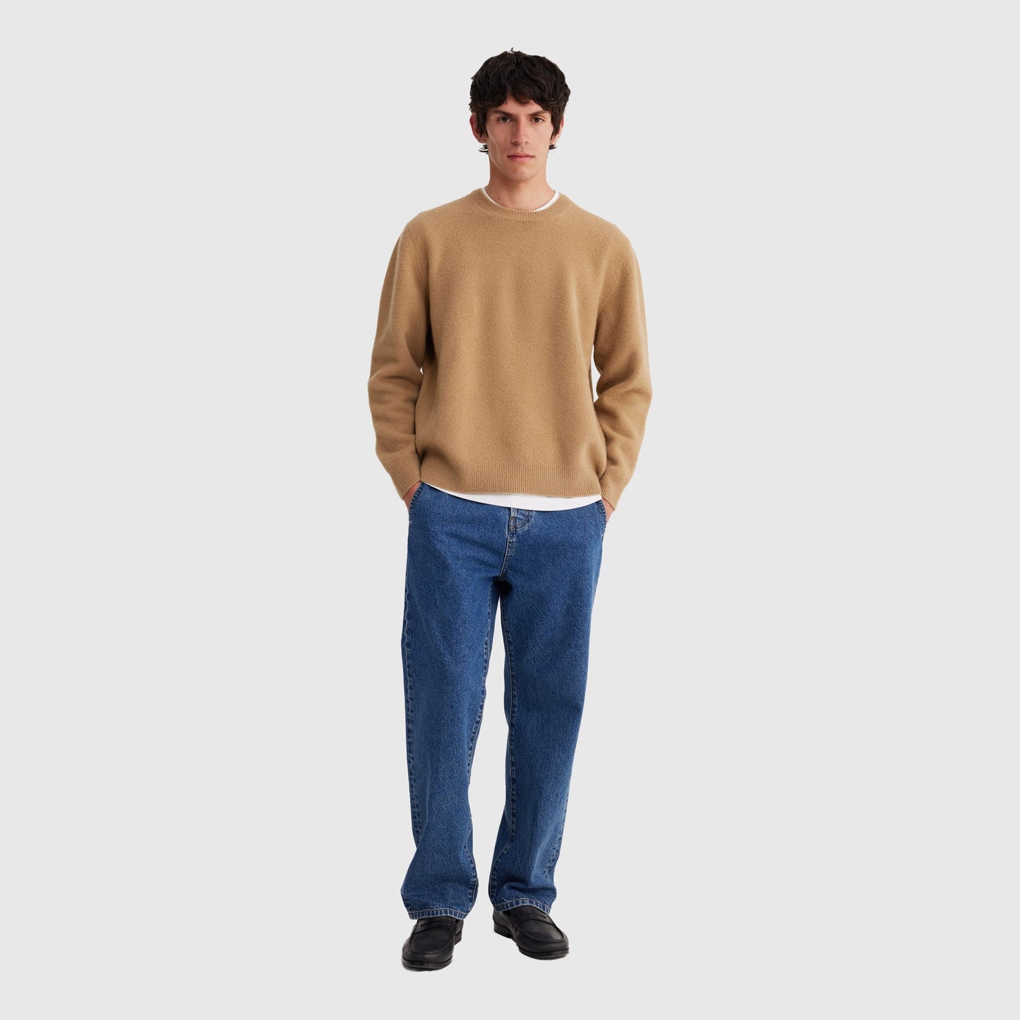 Róhe Relaxed Boiled Wool Crew Neck - Camel Sweater Róhe 