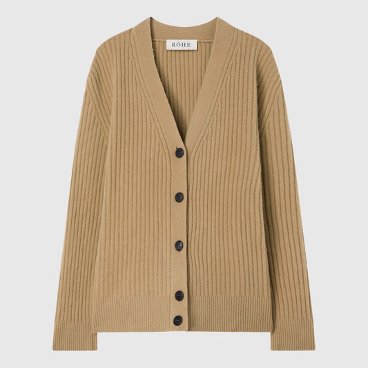 Róhe Ribbed Boiled Wool Cardigan - Camel Cardigan Róhe 