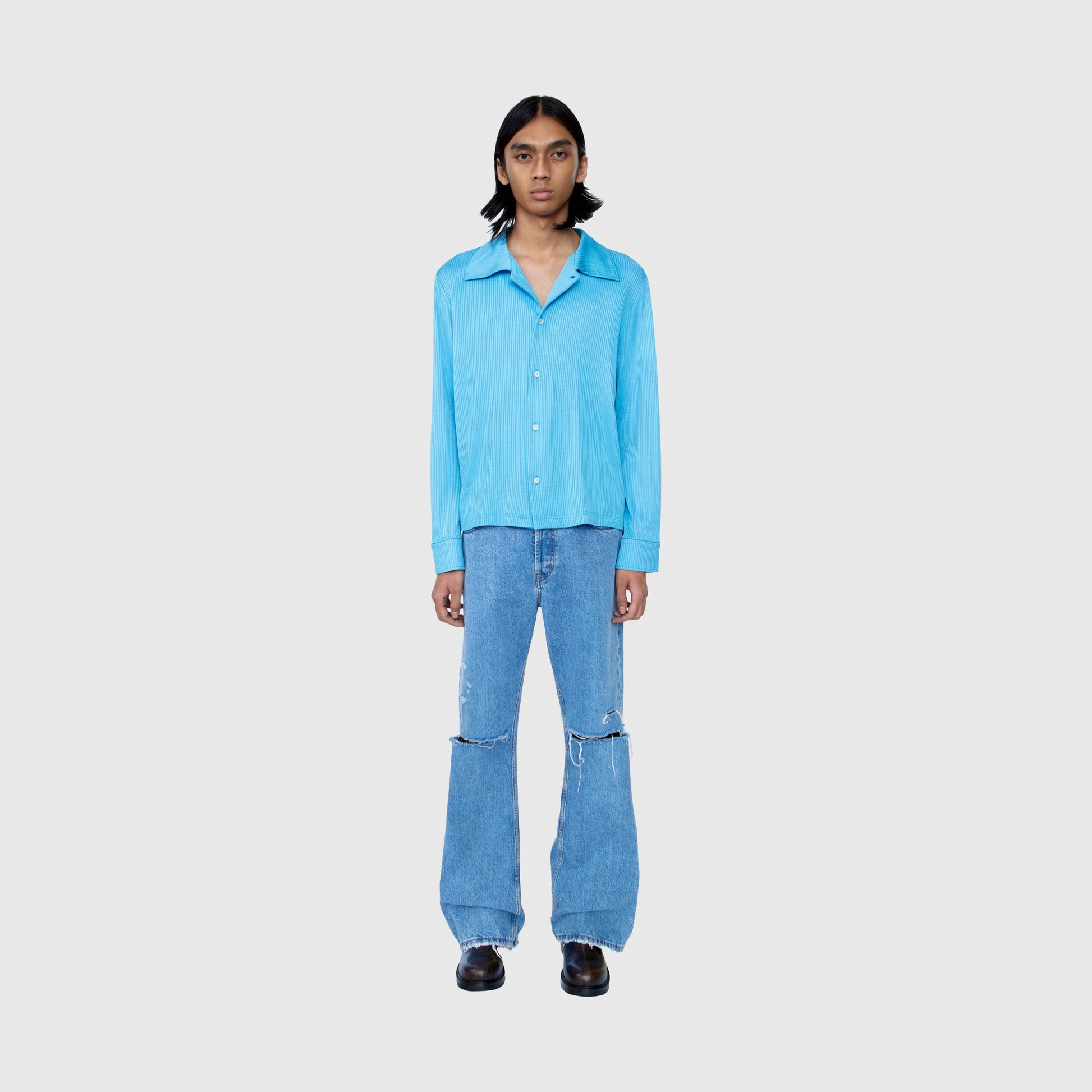 Séfr Darian Shirt - Cyan Jersey Rib Shirt Séfr 