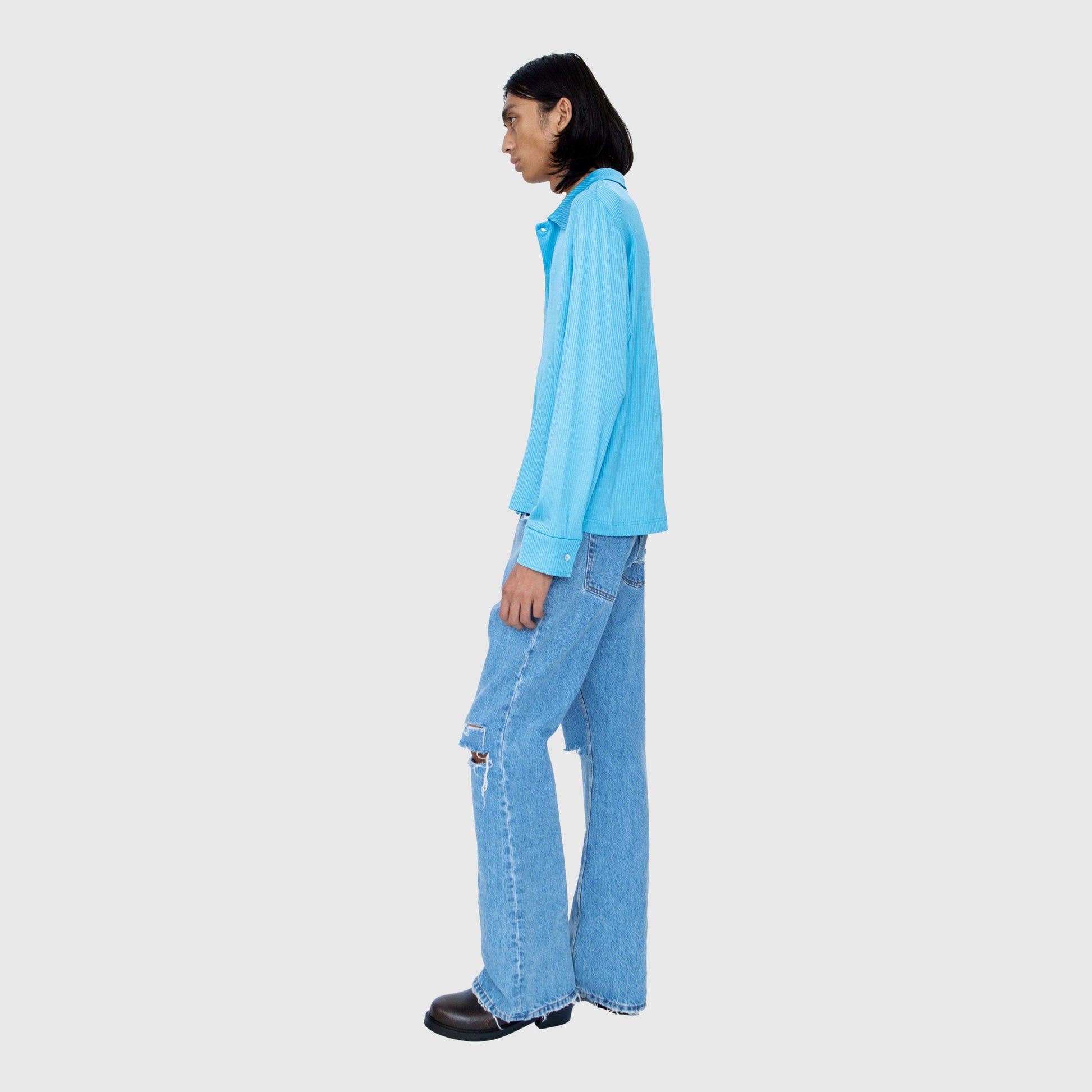 Séfr Darian Shirt - Cyan Jersey Rib Shirt Séfr 