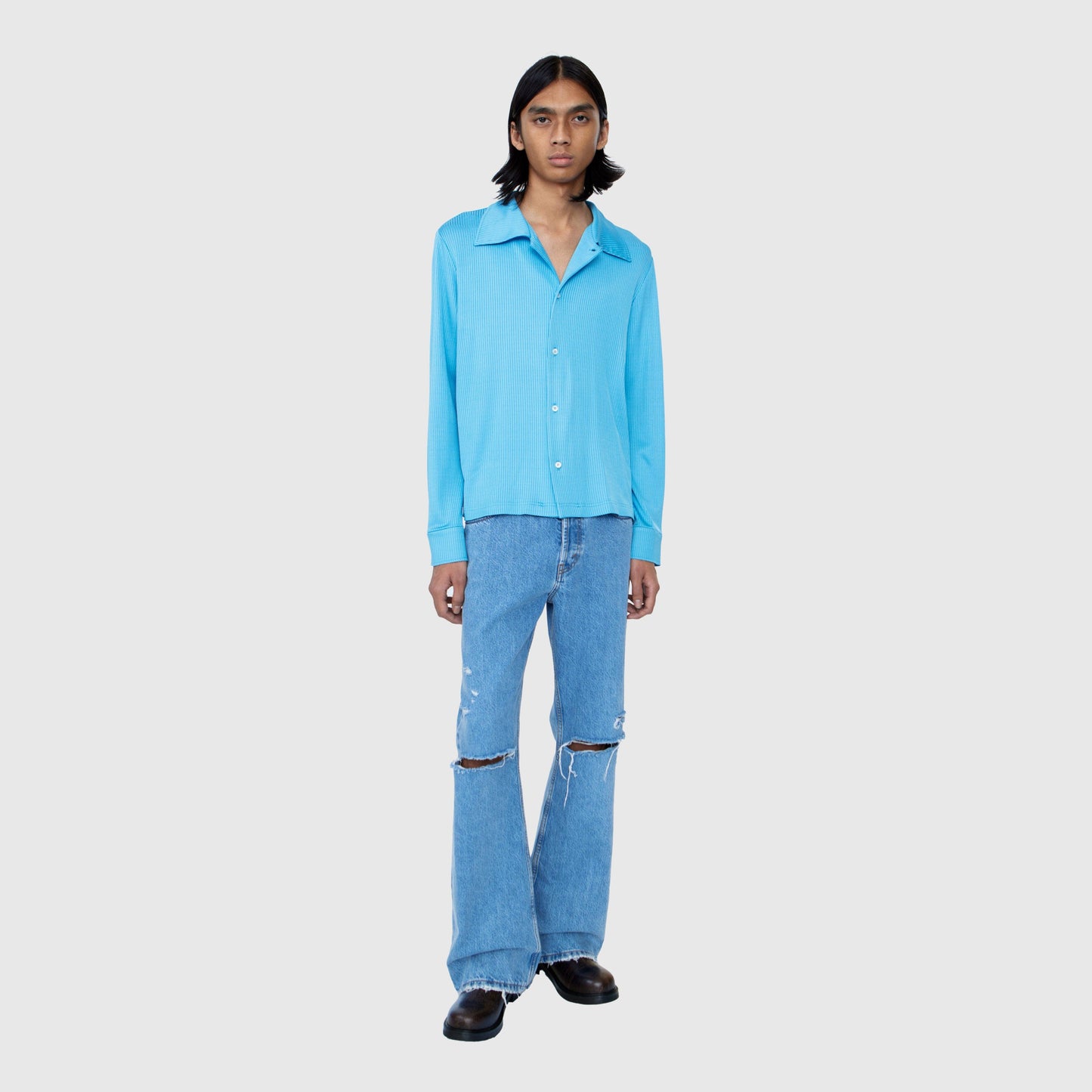 Séfr Darian Shirt - Cyan Jersey Rib Shirt Séfr 