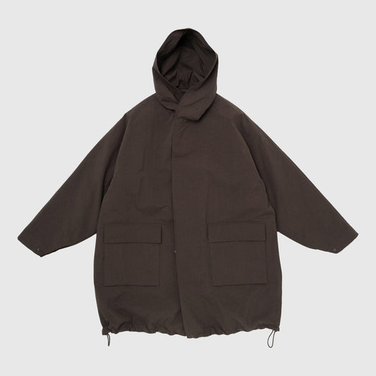 Still by Hand Nylon Ox Hooded Coat - Brown Coat Still By Hand 