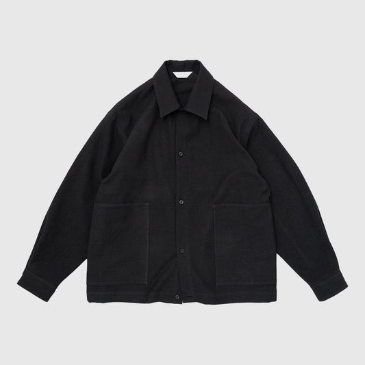 Still by Hand Wool Mix Shirt Jacket - Black Navy Jacket Still By Hand 