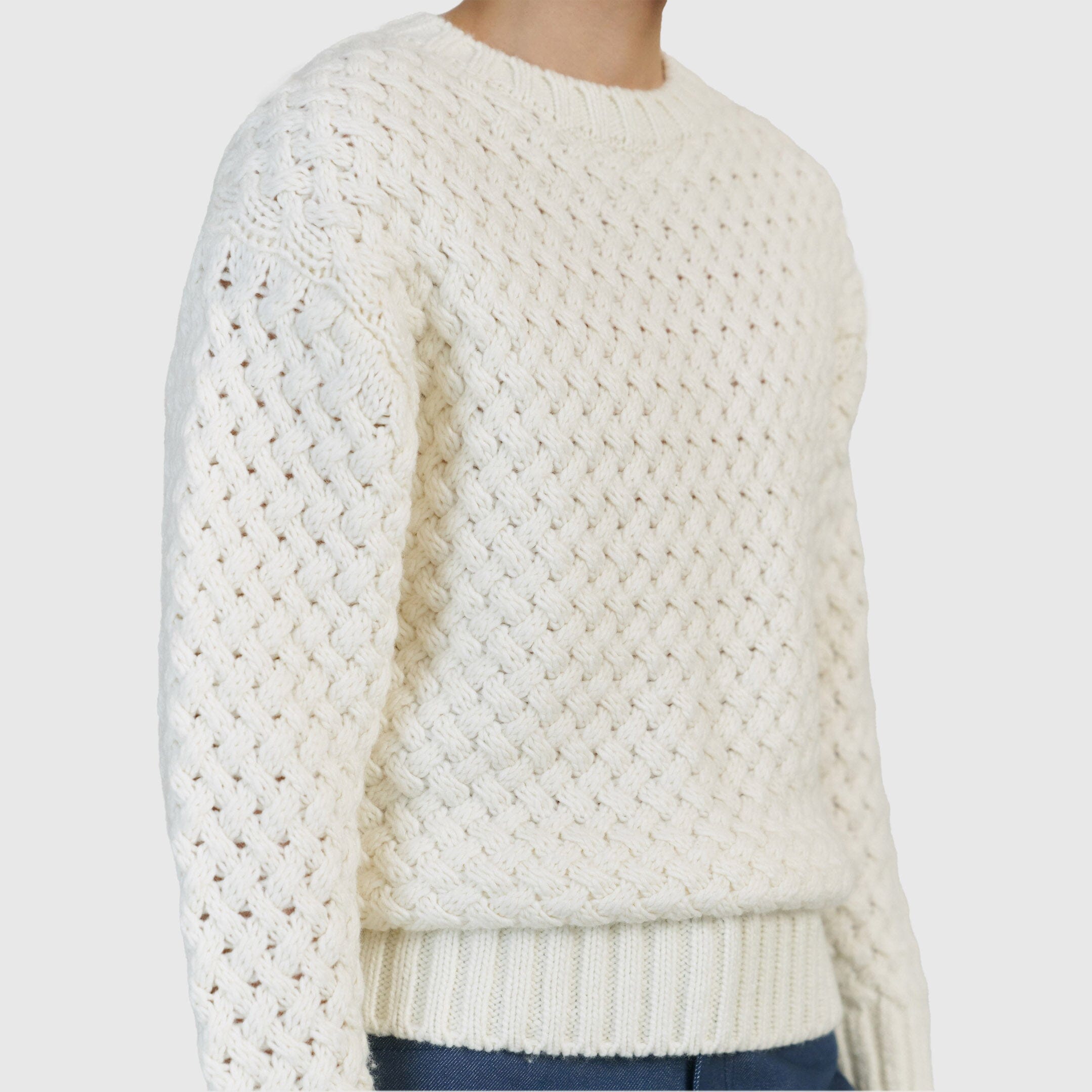 Amomento Mens Crochet Knit Pullover - Ivory – Dapper